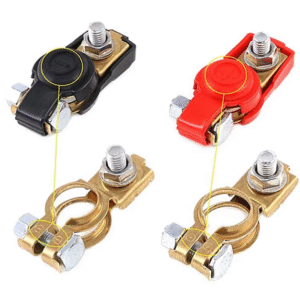 Universal Regular Big Hole Size Brass 12V Quick Release Battery Terminal Clamp Connector with Cover Positive &Negative