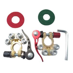 Gold Color Brass Quick Release Clamp Screw Terminal Adjustable Multi-Link Battery Terminal with Anti-corrosion Ring