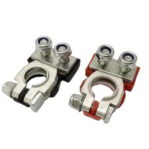 12V Quick Release Brass Battery Terminal Clamp Connector Screw Type with Positive & Negative Cover