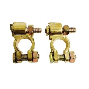 Screw Terminal Car Battery Clamp Brass Plated Aluminum Automotive Terminal Clamps