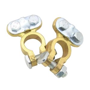 Top Post Automotive Crimp Battery Terminal Protector Set-Brass Connectors Clamps (1 Pair)